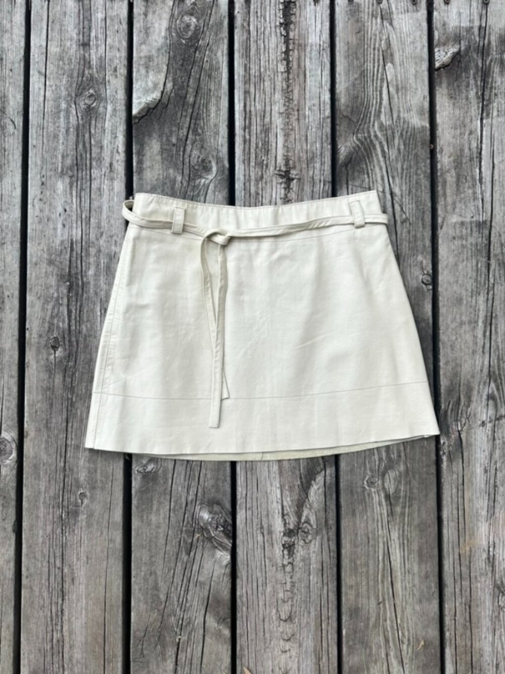 Express leather micro miniskirt cream 3/4 y2k